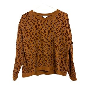 2/$15 Time and Tru - Brown Leopard Print Long Sleeve Sweatshirt Size Small